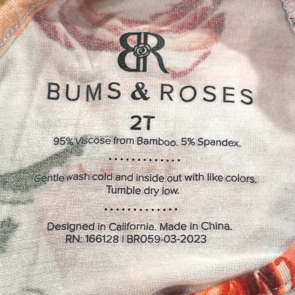 Bums & Roses Floral Ruffle Dress Toddler 2T Pink‎ White Twirl Bamboo Viscose - Picture 7 of 7